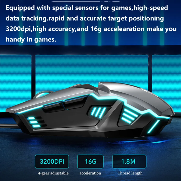 Mechanical 1.8 M Wire Length RGB USB Wireless Wired Gaming Mouse