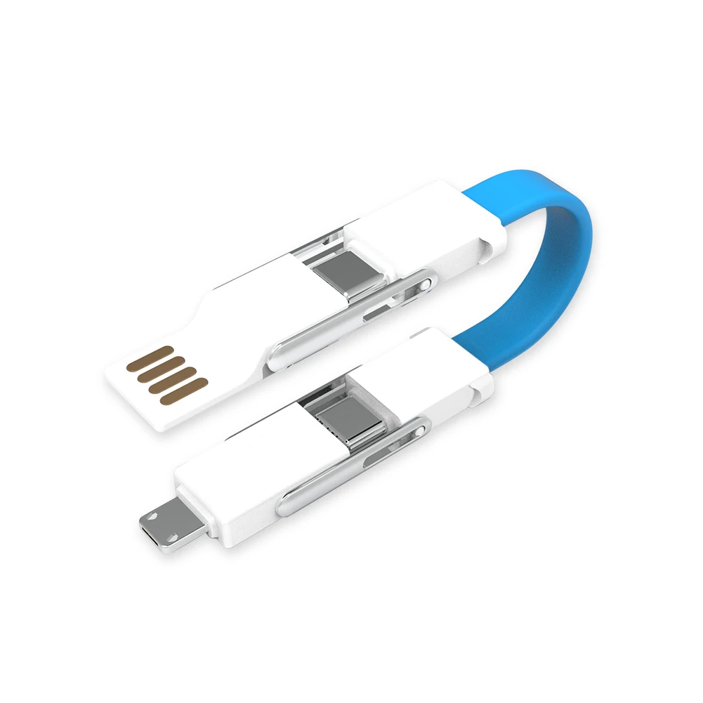 Прочный TPE CE ROHS Micro OTG 4 в 1 быстрая зарядка Type C телефон мульти USB брелок кабель для рекламного подарка