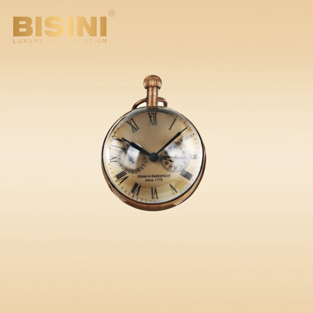 Quartz retro Vintage timepiece Creative desktop clock spherical shape watch with tassel lifting Pure copper mechanical clock
