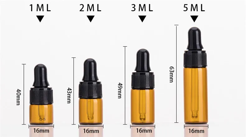 Empty refillable mini cobalt blue clear amber 1ml 2ml 2 ml liquid oil Skin Care Serum glass dropper bottle with long pipette