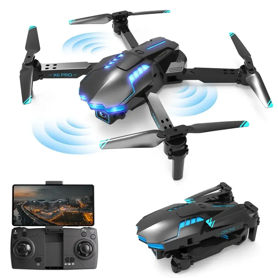 XKRC X6 Pro RC Drones Foldable 4K HD Camera Optical Positioning 3-Way Obstacle Avoidance With Cool Light