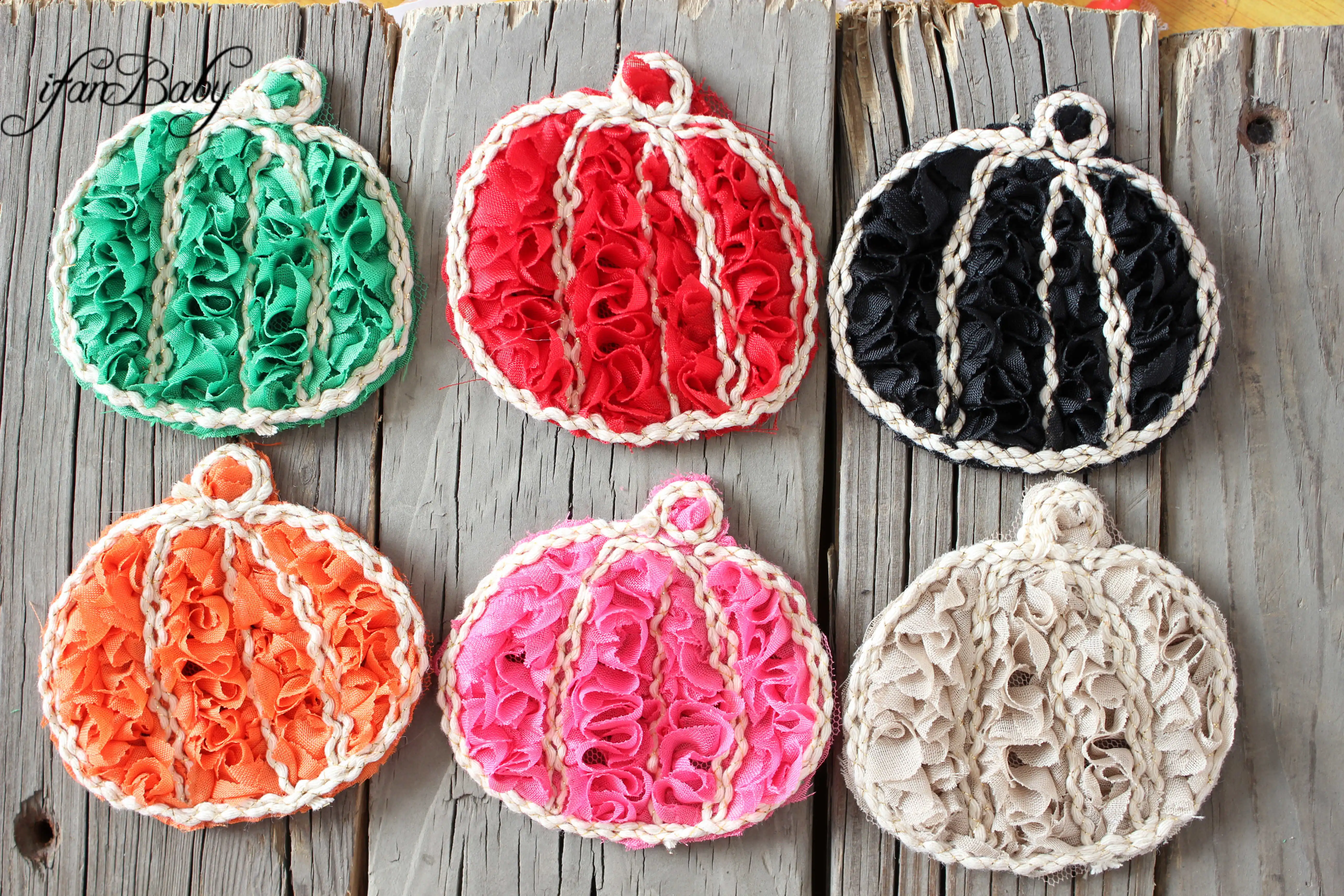 3'Halloween Shabby Flower Trim Pumpkin Flower Trims Rose Chiffon Flower