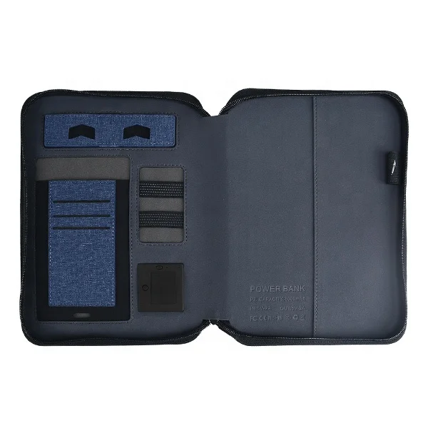 A5 new design PU leather organizer with powerbank and wireless charger