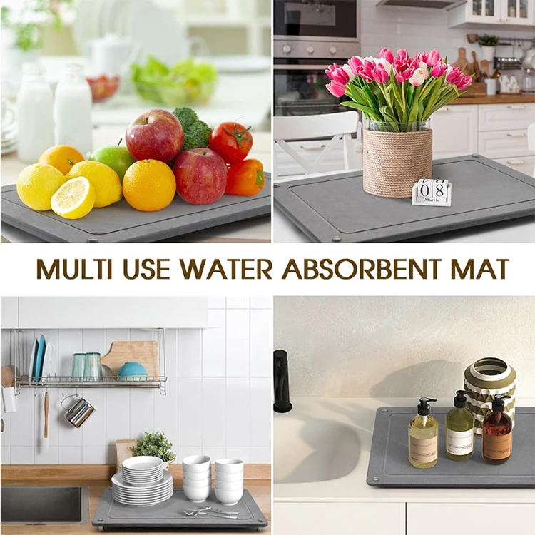 high quality diatomaceous stone dish pad drying mat for kitchen counter diatom