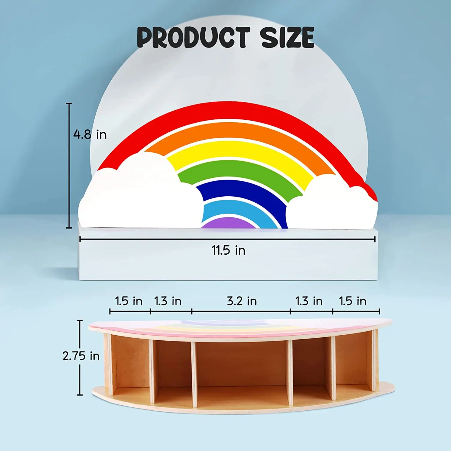 Rainbow Wooden Pen Pencil Holder Phone Holder for Office Supplies Makeup Brush for Women