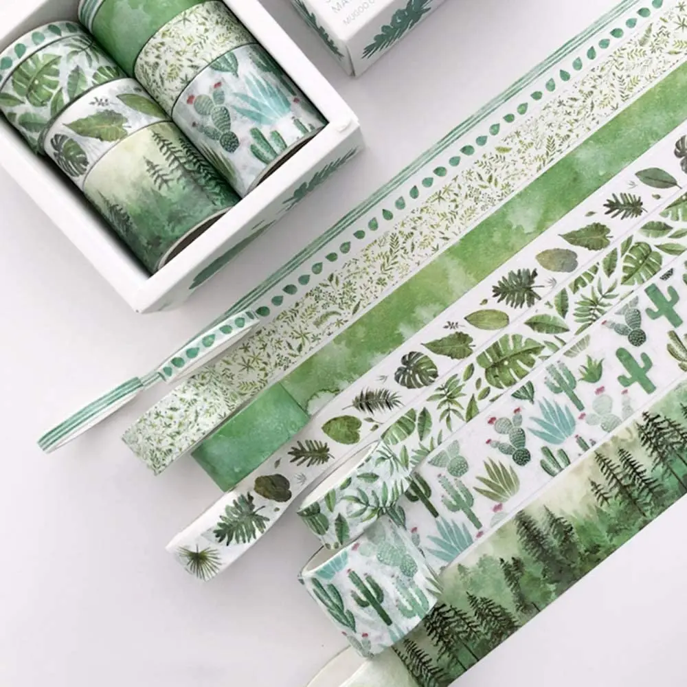 Cute Green Plants Floral Animals, Decorative Tape for Scrapbooks, Journals, DIY Decor and Craft Aplied