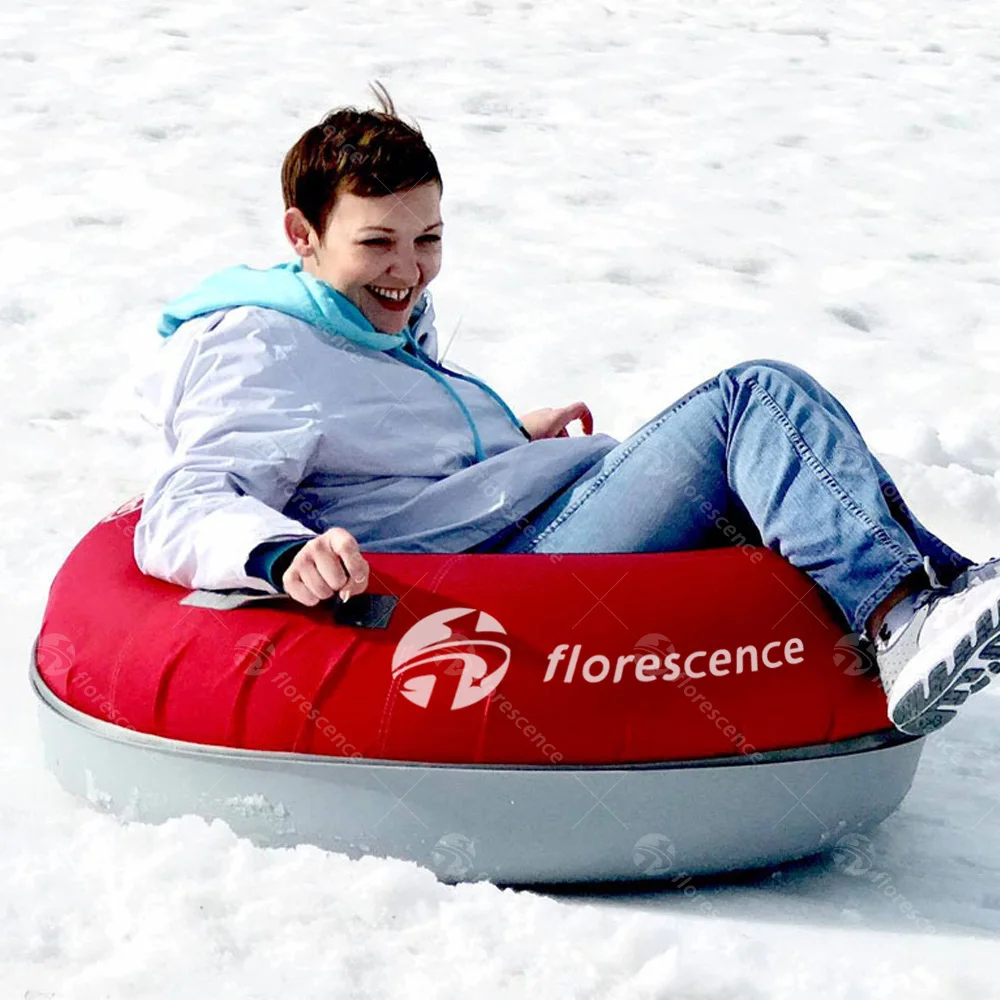 Heavy duty inflatable PVC double 2 person large snow sled tube with premium cover for snow tubing