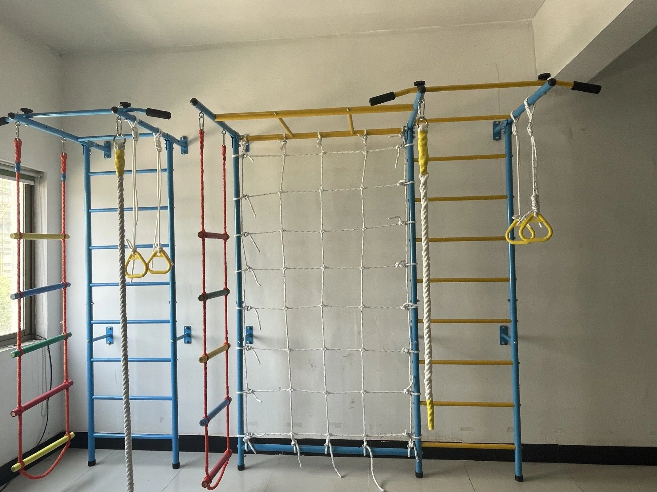 Colorful Kids Swedish Wall Mounted Playground Jungle Play Gym Gymnastic