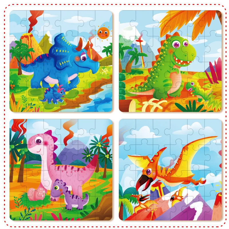 2021 24 Pcs  learning Games Toddler BabyEducational Montessori Children Kids Toy Animals Wooden Jigsaw Puzzles