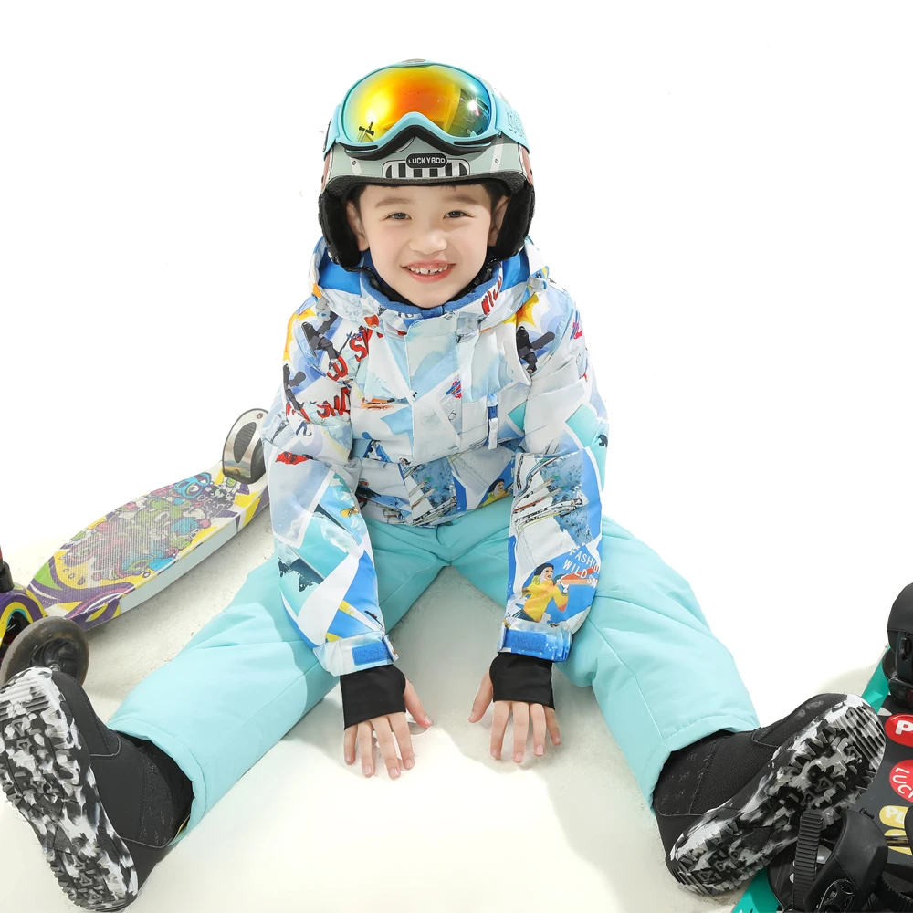 Children Ski Suit Skiing Jumpsuit Boys Girls Winter Outdoor Warm Windproof Waterproof Snowboard Suit Kids Ski Overalls Snow Suit