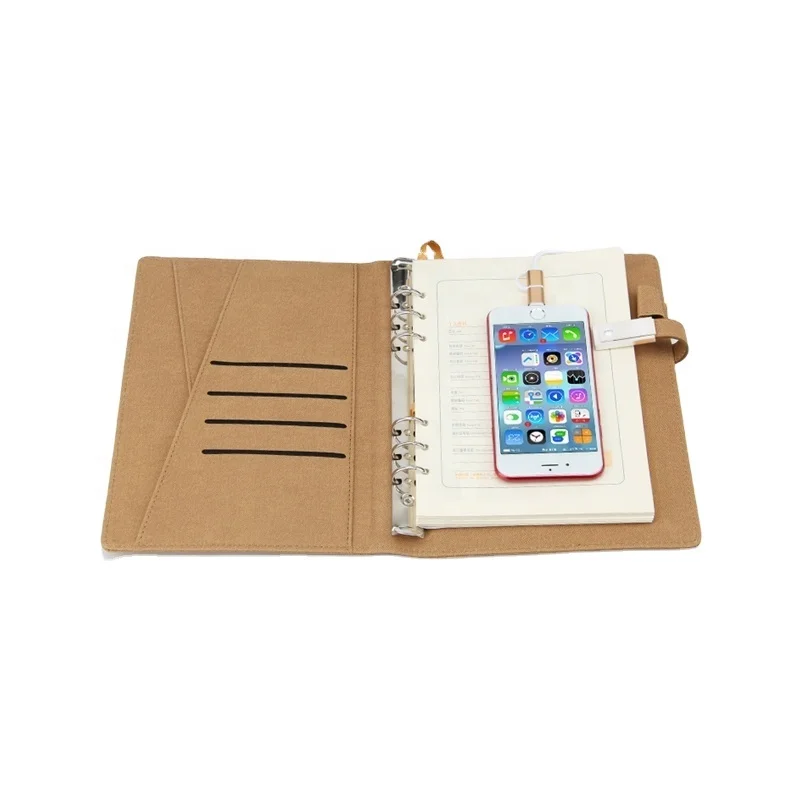 2021 Uptodate Powerbank Notebook Custom Leather Notebook Diary Planner Agenda Notepad Organizer with Power bank and USB