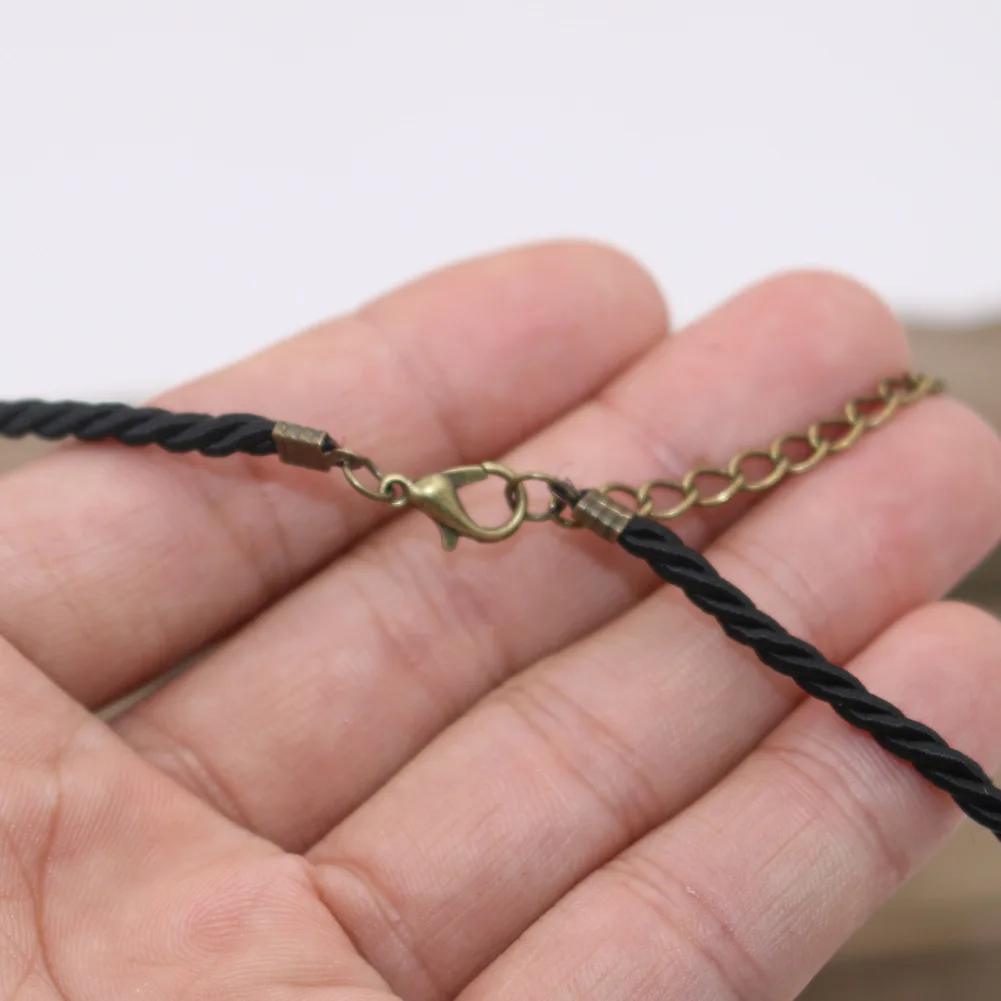 Waxed Cotton Cord Rope Chain Necklace With Extender Lobster Clasp Diy Jewelry Making Accessories