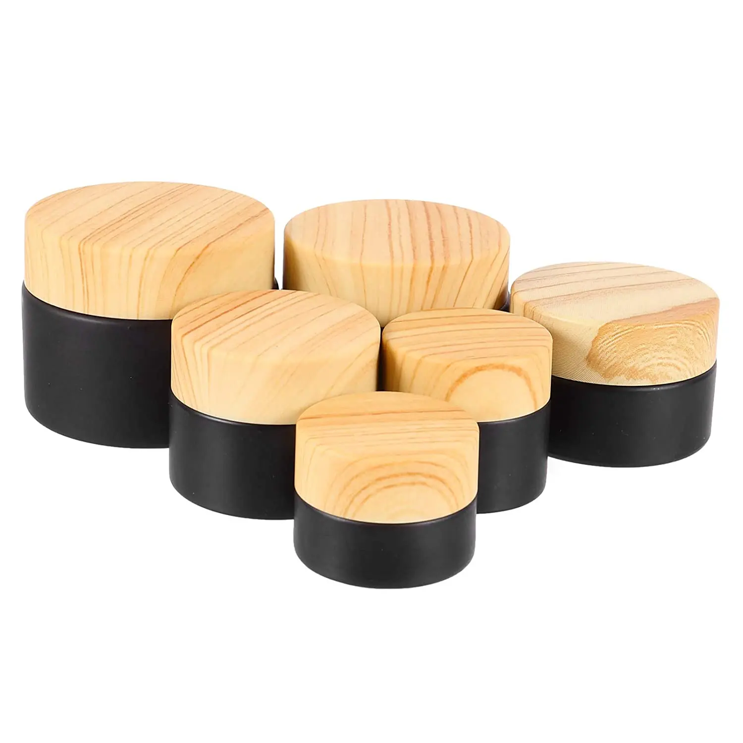 5ml glass uv jar Matte Black Glass Skin Care Travel Eye Cream Bottle Cosmetic Container Lotion Bottle Spray Bottle with Wood Lid