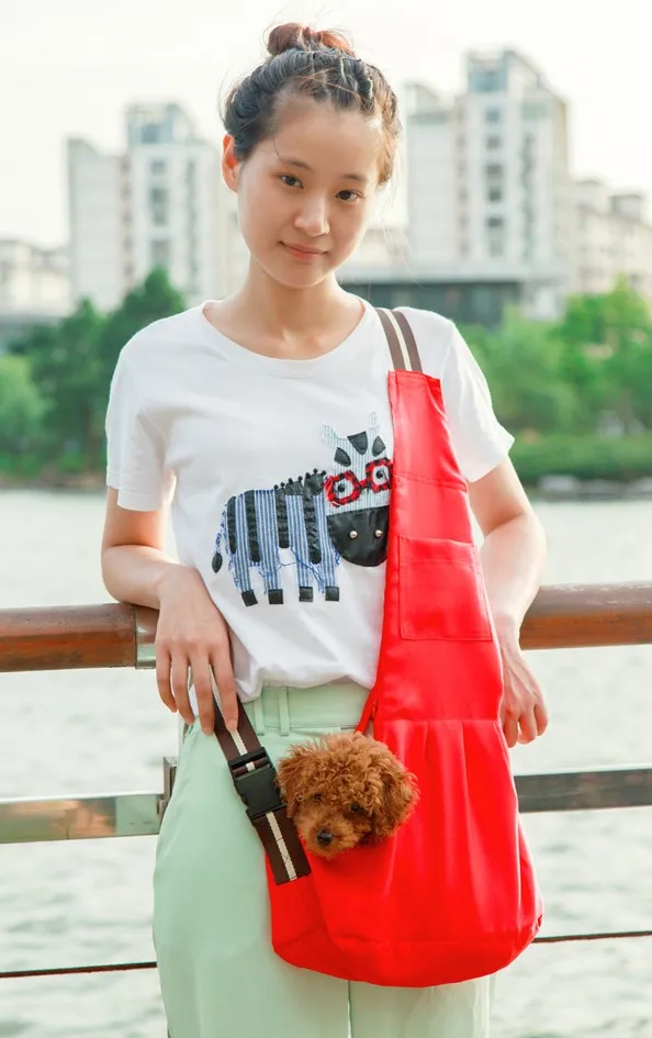 2022 New Innovative Pet Products Luxury Pet Dog Sling Carrier Cotton Hand Free Dog Harness Backpack Beige Henan Fashion Solid