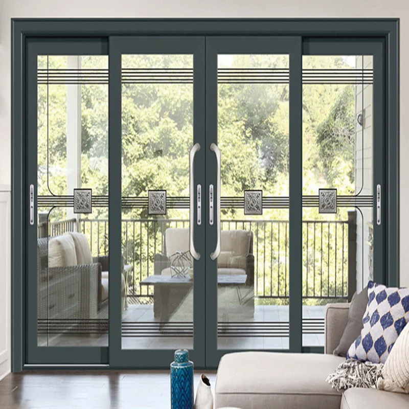 Aluminum Frame Noiseless Interior Patio Exterior Glass Aluminum Sliding Door