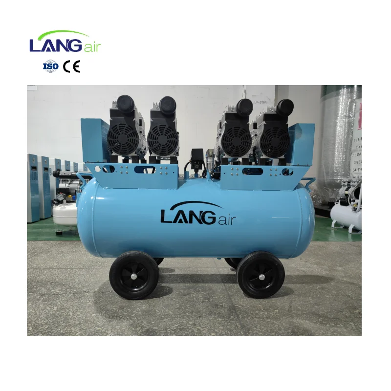 Low Noise Oil Free Piston Air Compressor 50L Portable Pump 550w Dental Silent Oilless Air Compressor For Painting