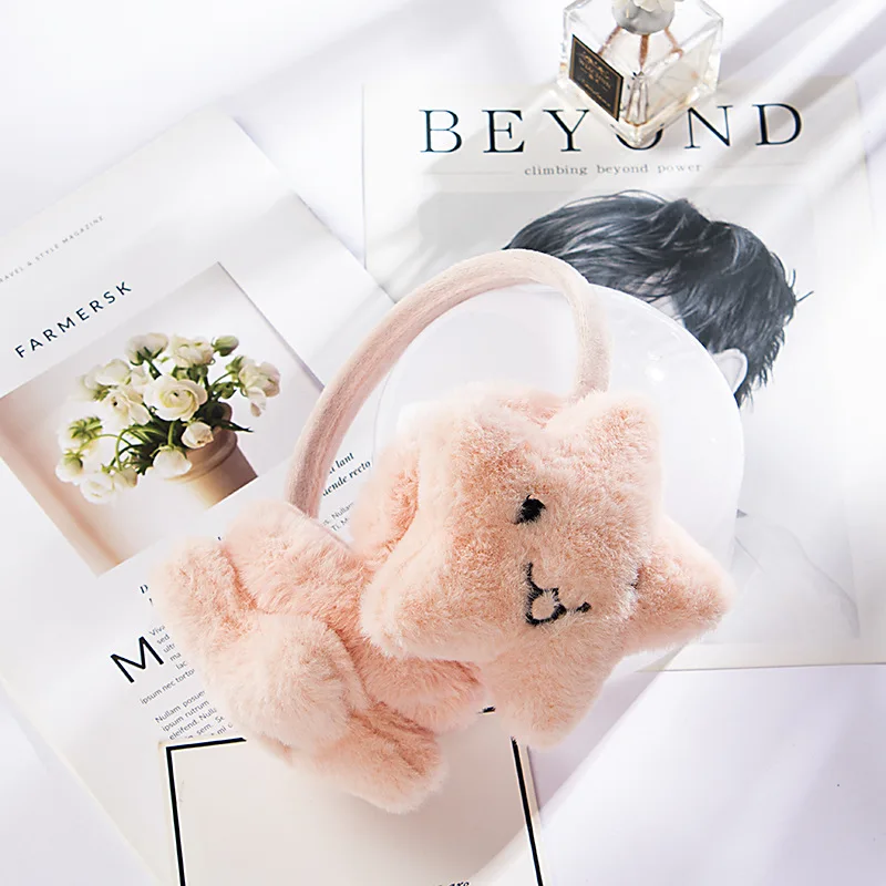 6 colors Cute star shape winter fluffy ear warmers furry earmuffs for kids