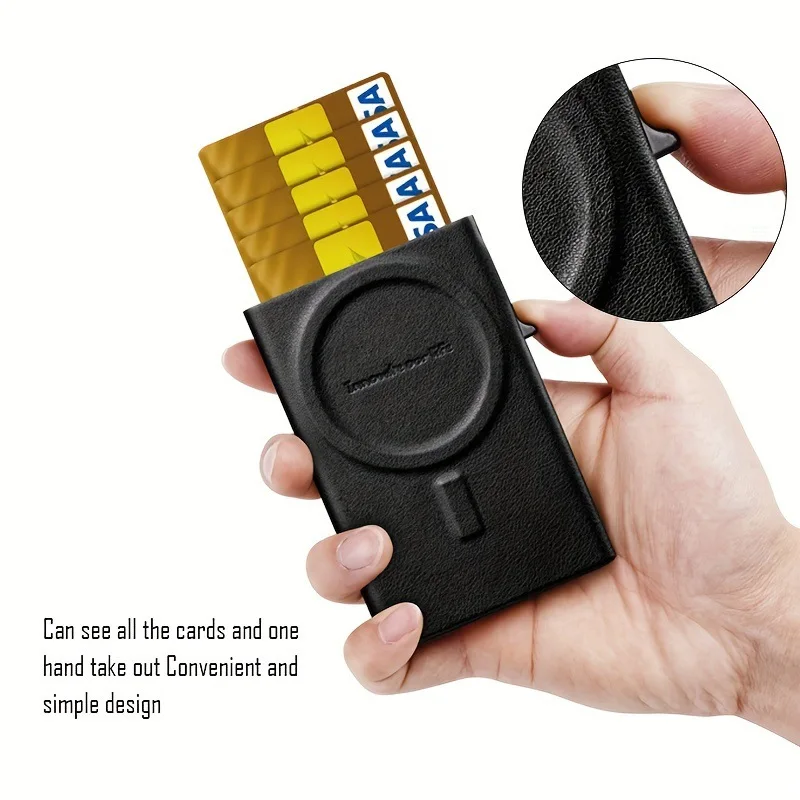 Magnetic Aluminium Automatic Elastic Card Case Rfid Magsafe Card Holder Wallet