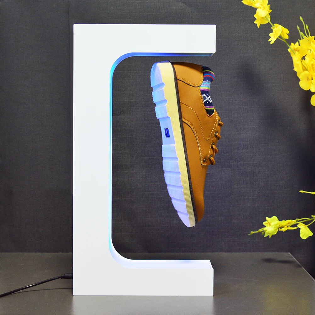 Led Lighting Rotating Device Magnetic Floating Shoe Bottle Display Stand for Decoration