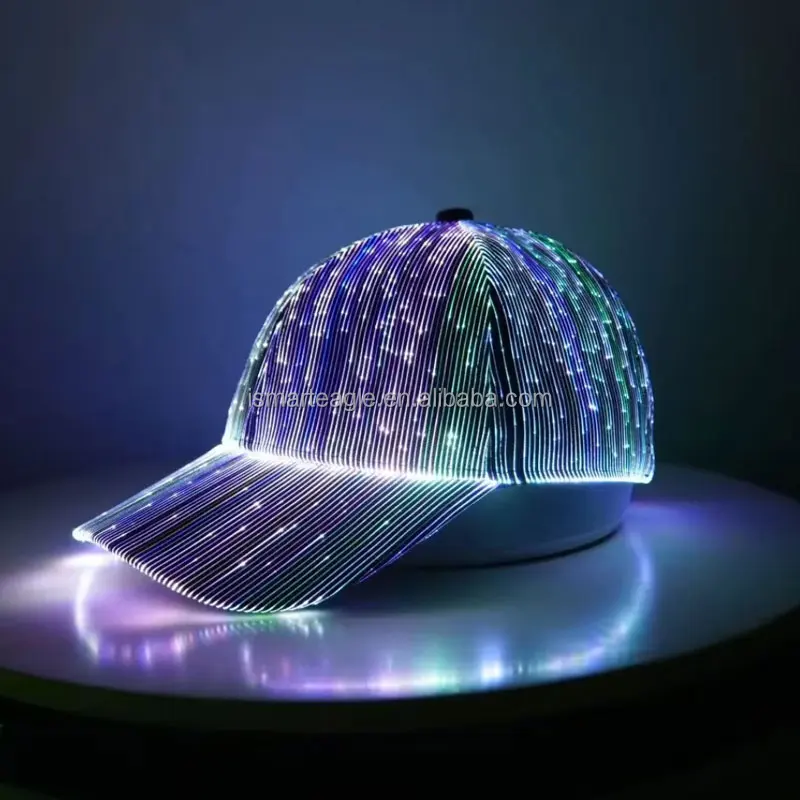 iSmart Party Rave Fashion LED Light Up Sport Hat Glowing Flashing Baseball Hat Luminous LED Fiber Optic Hip Hop Hat