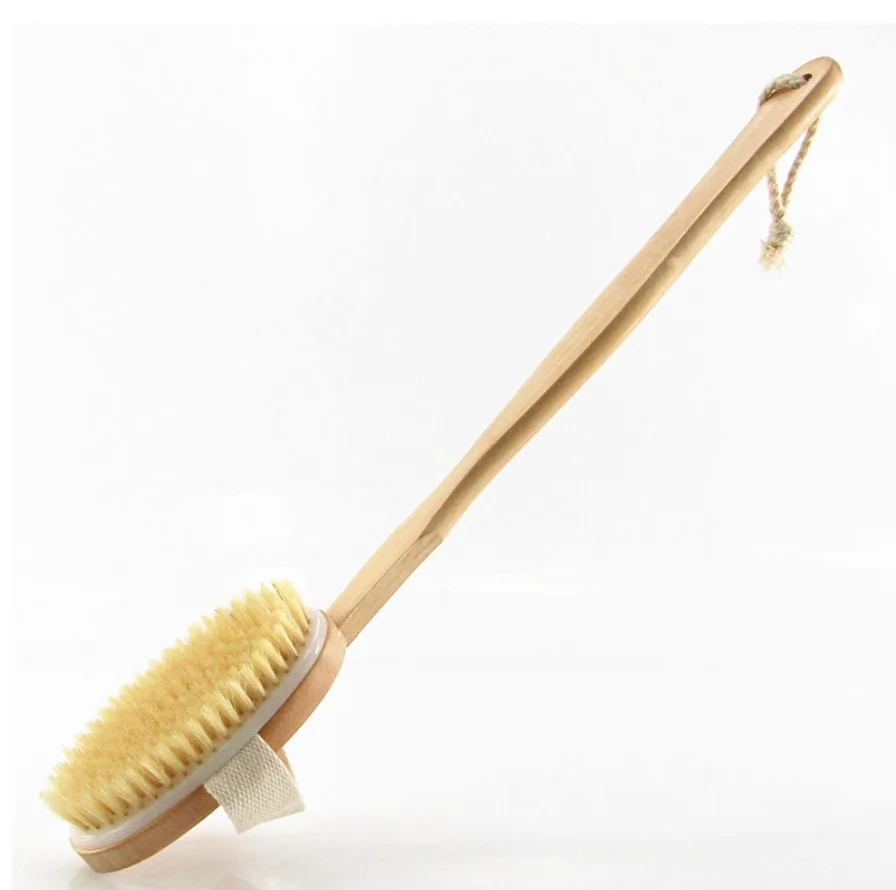 Home Use Wooden Bath Brush with Removable Bristles Shower Scrubber and Massage Exfoliator for Adults and Babies