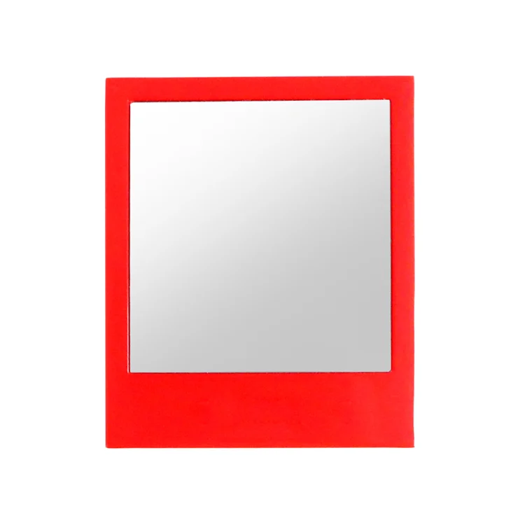 Fashionable Gift Red square Portable Abs Plastic Single side Handheld vanity Compact Mirror
