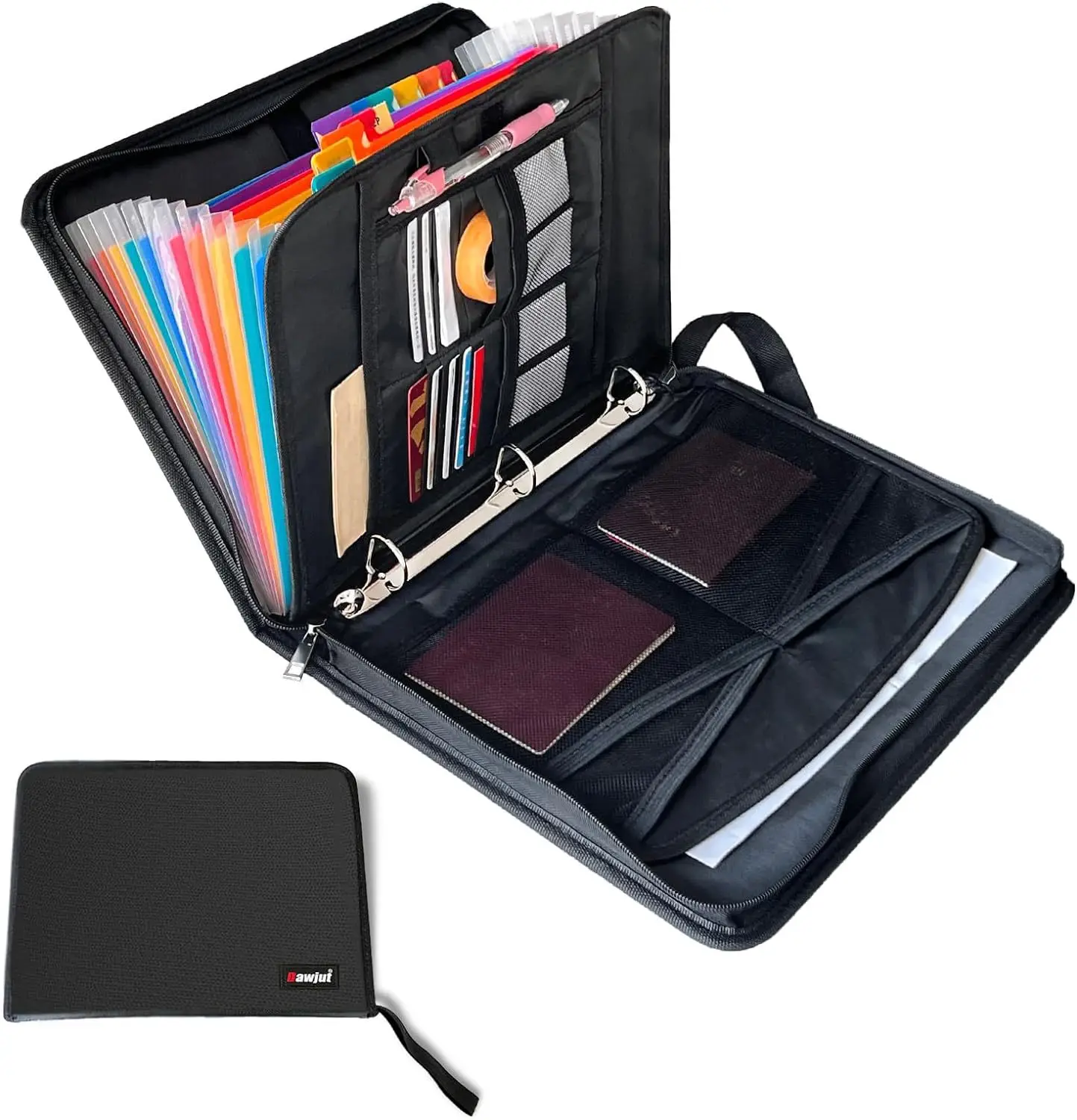 Portable Design Document File Organizer Boxes Black Waterproof Fireproof Document Bag With zipper Lock