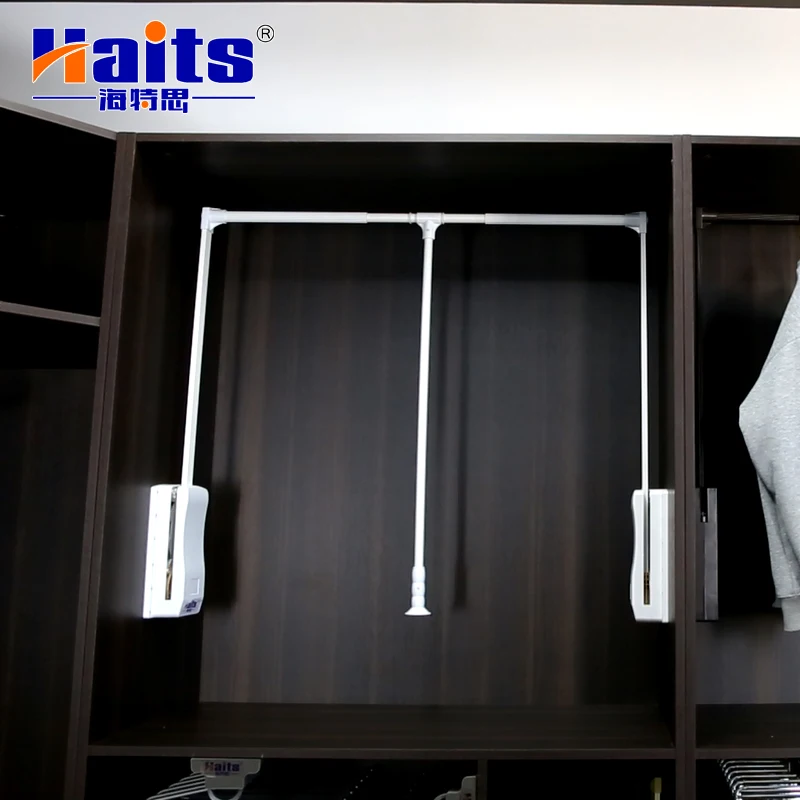 Hot Selling Practical Wardrobe Clothes Hanger Lift Pull Down Closet Rod Aluminum Adjustable Heavy Duty Closet Rods Hanger