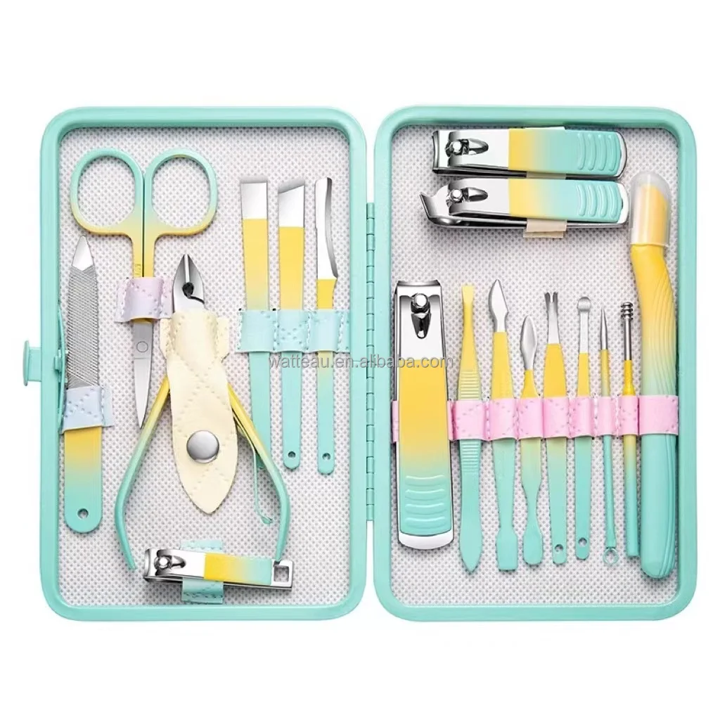 Wholesale buy manicure set manicure nail clipper set beauty manicure tools nail clippers pedicure kit -18 pieces