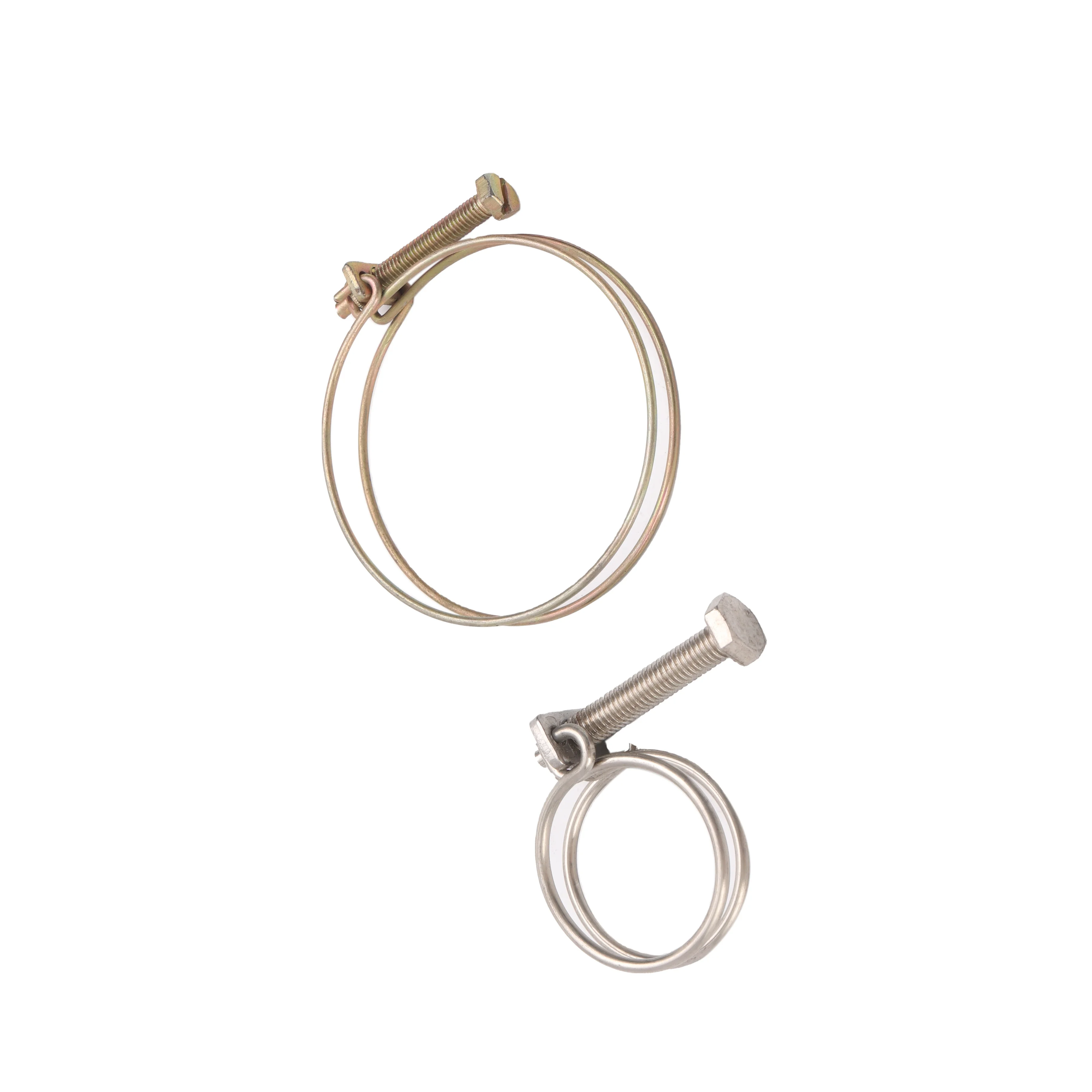 Double Wire Spring Hose Clamp Stainless Steel Metal Adjustable Wire Clip Cable Clamp