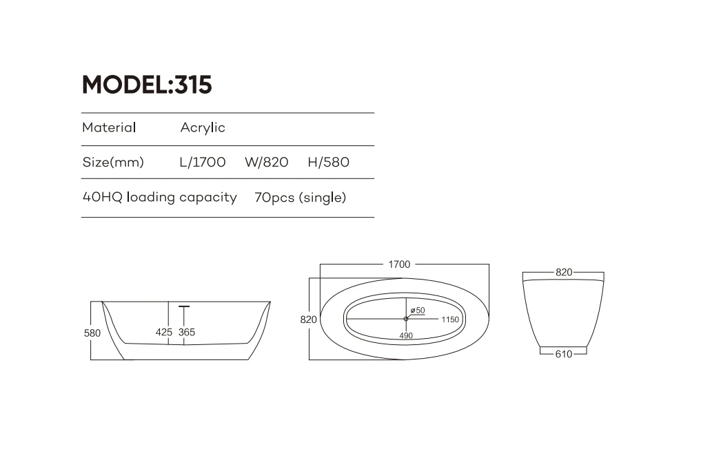 Chinese Factory Direct Sale Hotel Bathroom Skirt Bath Tub Indoor Modern Freestanding Acrylic Bathtub