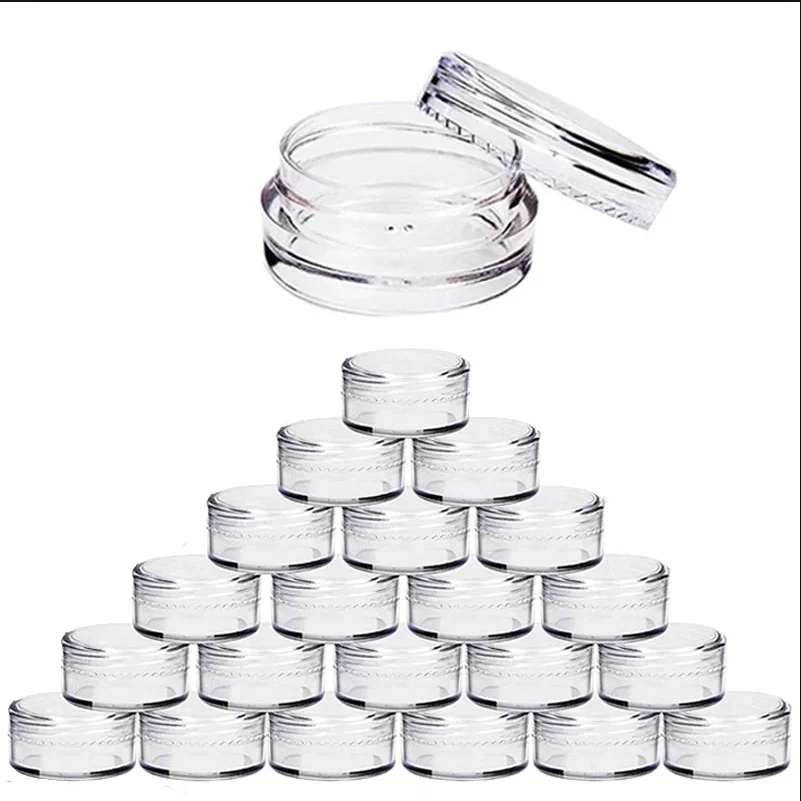 3g 5g 10g 20g Small Transparent Cream Jar Plastic Pot Box Mini Transparent Cosmetic Sample Container with Lids