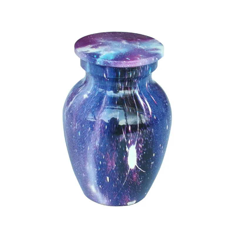 Starry sky pattern aluminum alloy mini urn for cats and dogs pet memorial urn 53*35mm