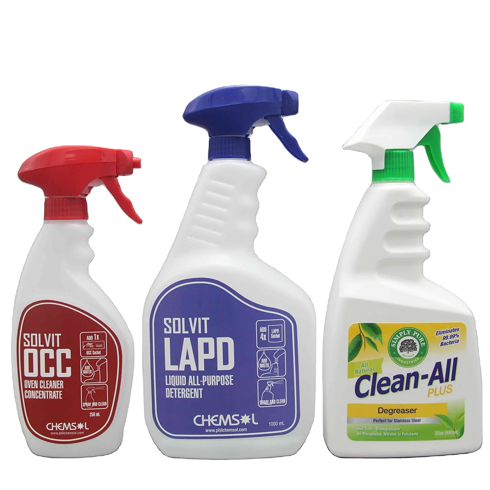 28mm Neck All Plastic Chemical Resistant Black Trigger Sprayer For Cleaning