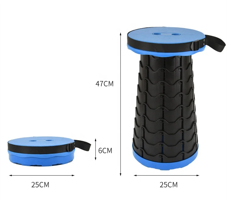 
Retractable Travel Fishing Camping Chair Portable Collapsible Folding Stool Lightweight Telescoping Plastic Stool 