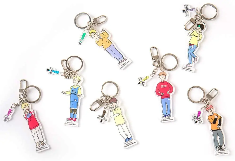 Custom Logo Cute Blank Transparent Gift Double Sided Visible Idol Printing Plastic Cartoon Acrylic BTS Keychain