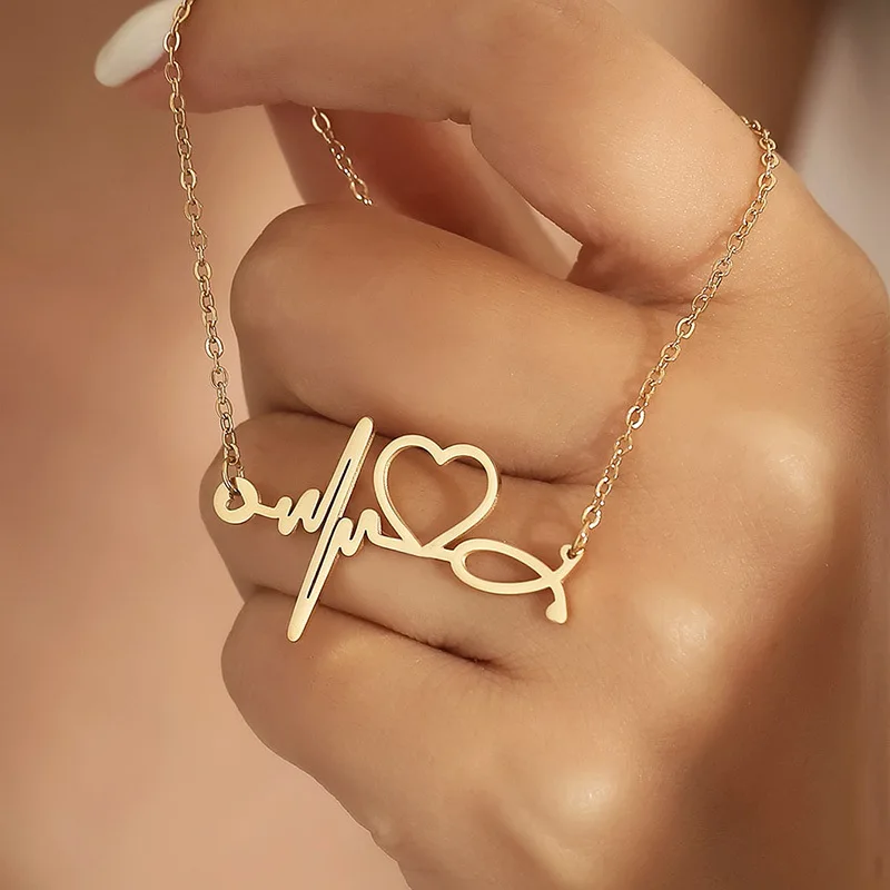 Hot Selling Fashion stainless steel stethoscope heart ECG doctor nurse medical necklace Jewelry