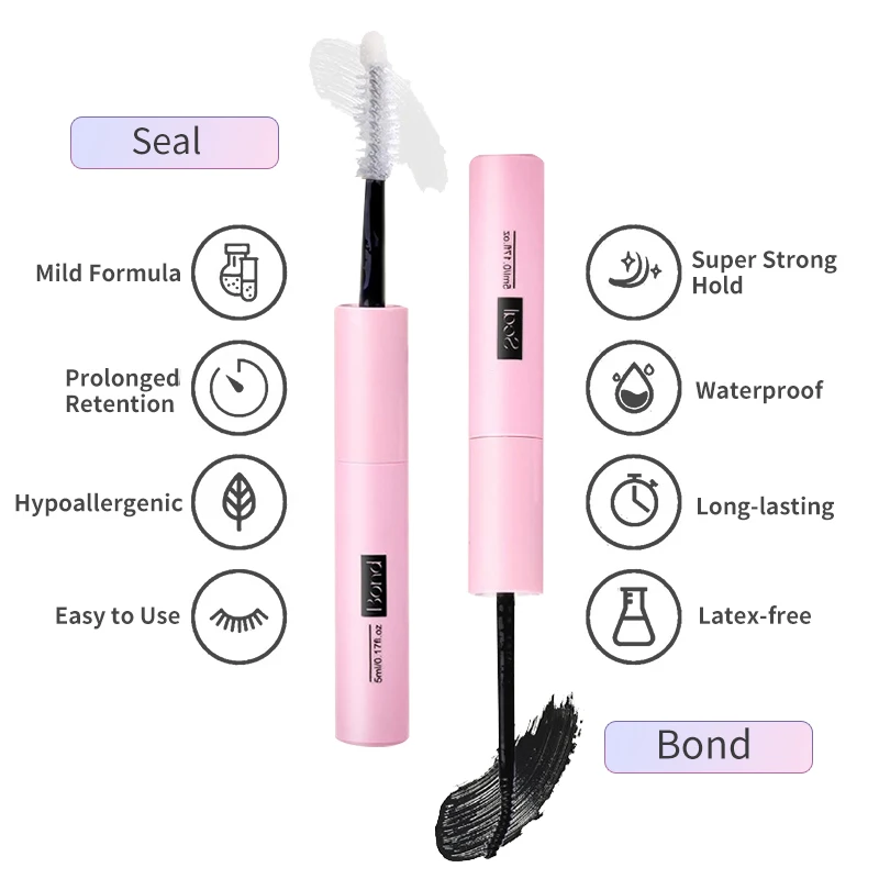 Lash Bond and Seal Cluster Individual Lash Glue Long Lasting Waterproof DIY Eyelash Extension Mascara Wand Glue