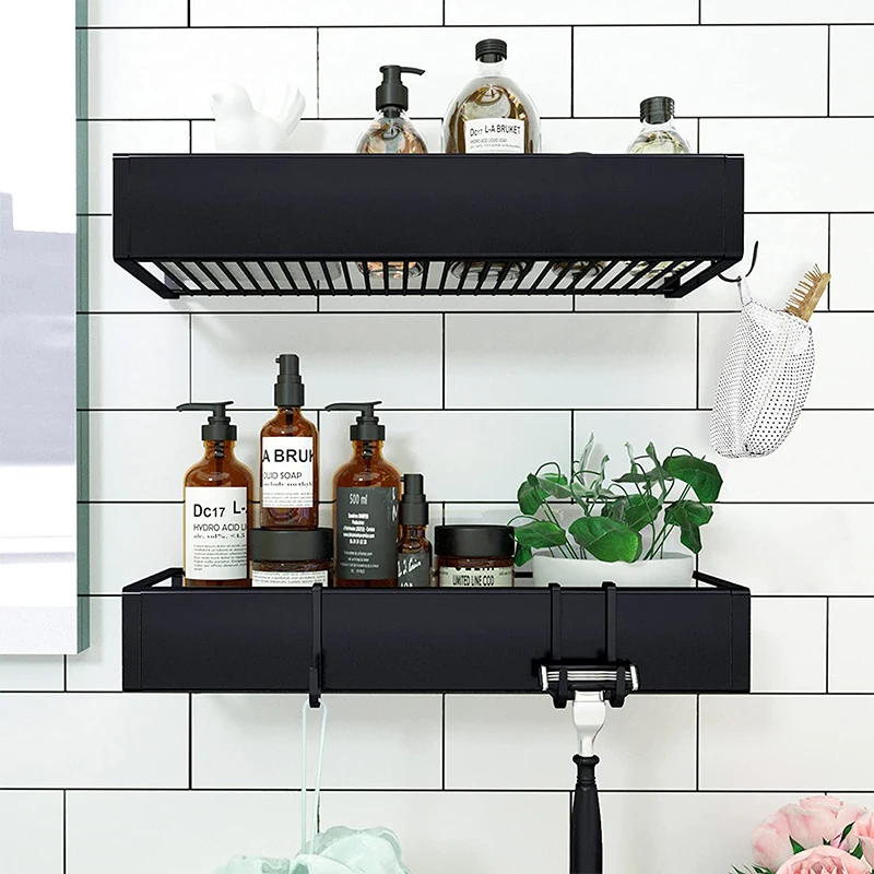 Wall Mounted Stainless Steel Shower Caddy Basket Shelf for Shampoo Adhesive Shower Shelf Storage Organizer