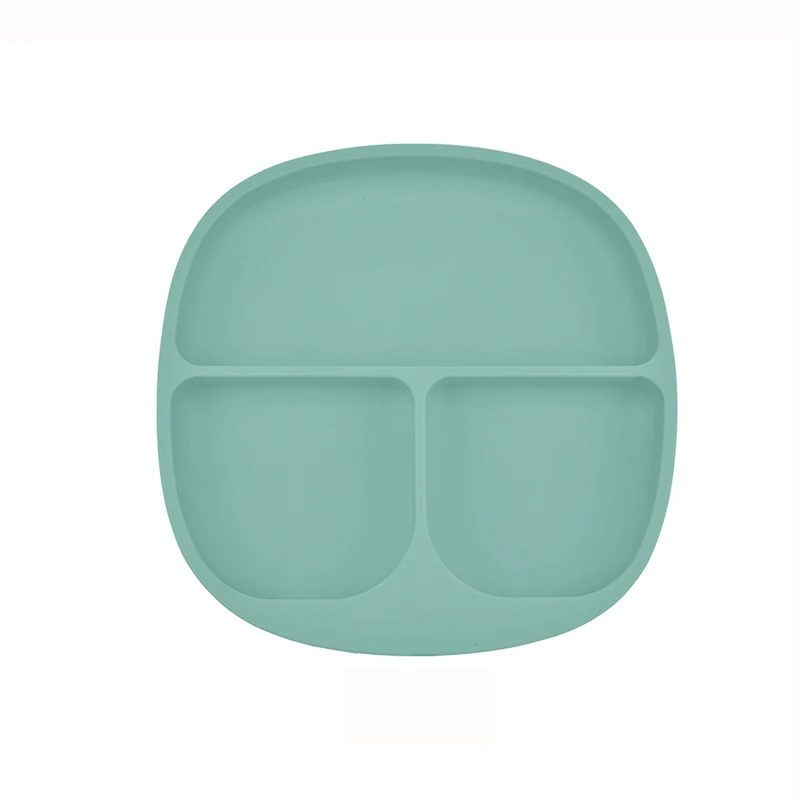 Bpa Free Kids Silicone powerful adsorbent easy to clean Dish Toddler Feeding Divided Suction silica food grade silica gel Plate