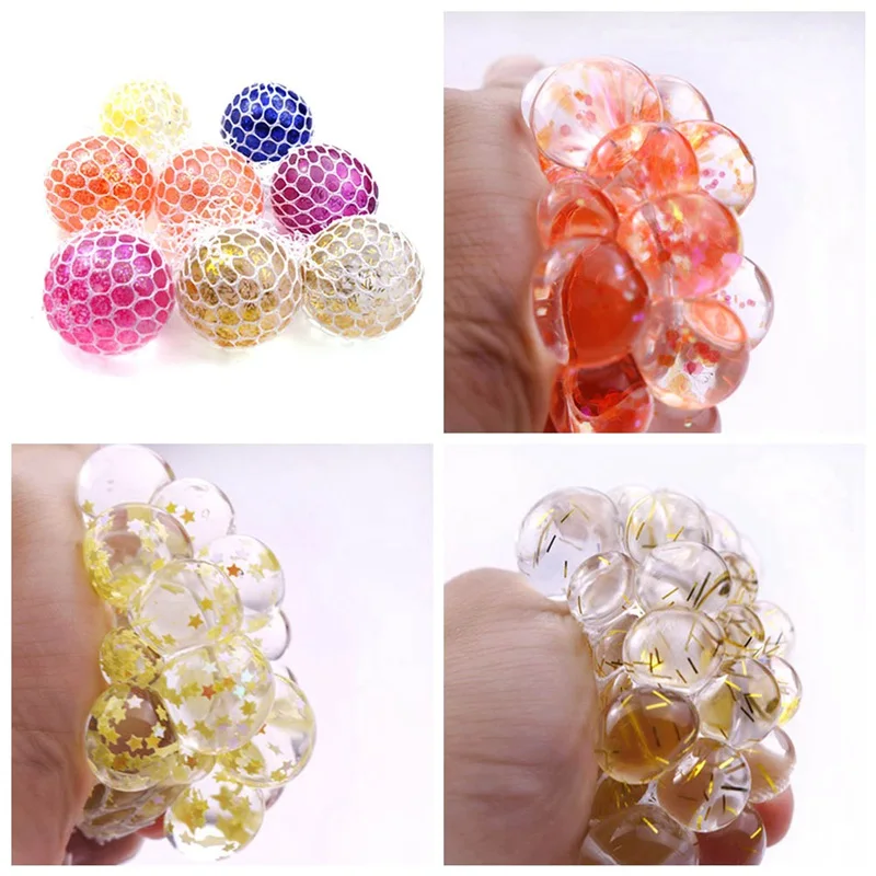Funny Grape Squeeze Ball Mesh Stress Relief Toy for Kids Adult /Mesh Beads  Anxiety Relief Stress Toy