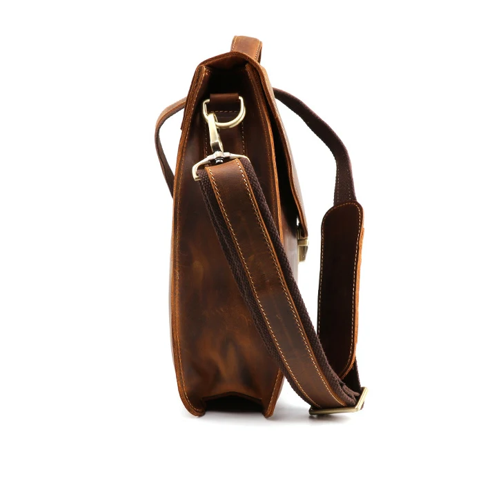 New Crazy Horse Genuine Leather 15 Inch Laptop Bag Retro Men Crossbody Bag New Men Genuine Leather Briefcase