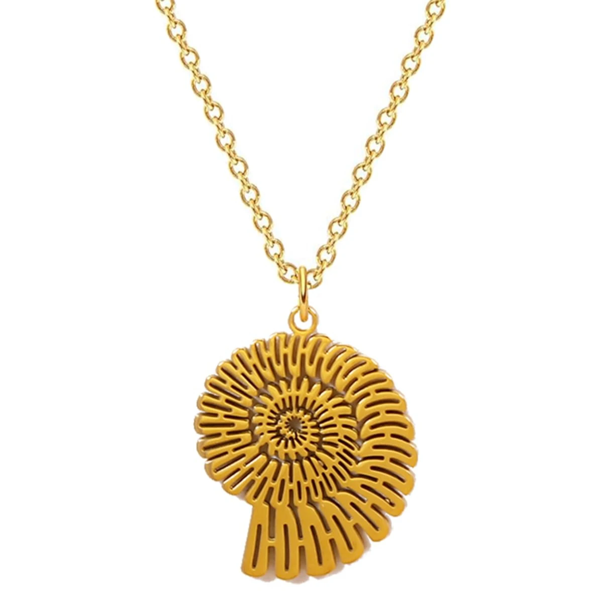 Conch Shell Necklace Stainless Steel 14K Gold Pendant