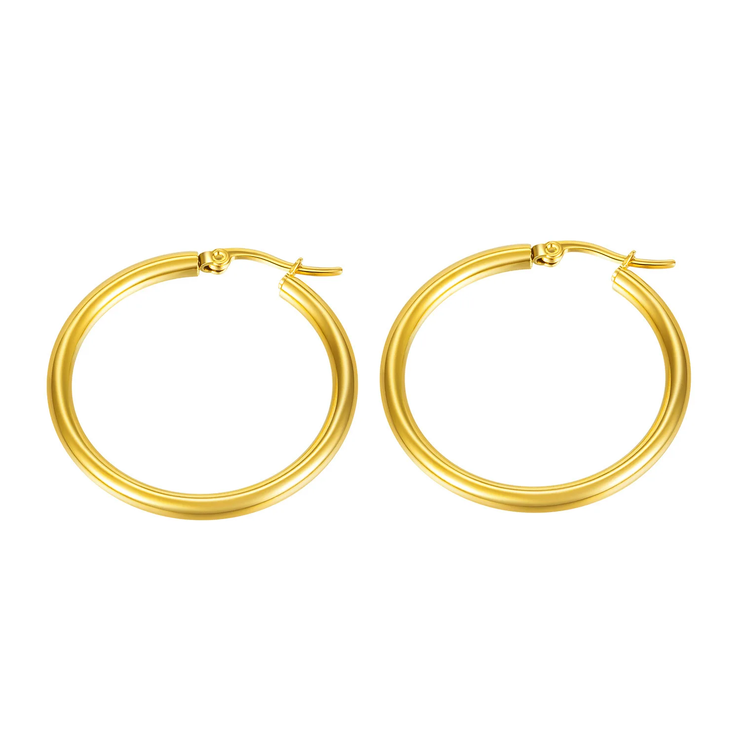 Ins Frigidity fashion trend of the net red new circle titanium steel earrings
