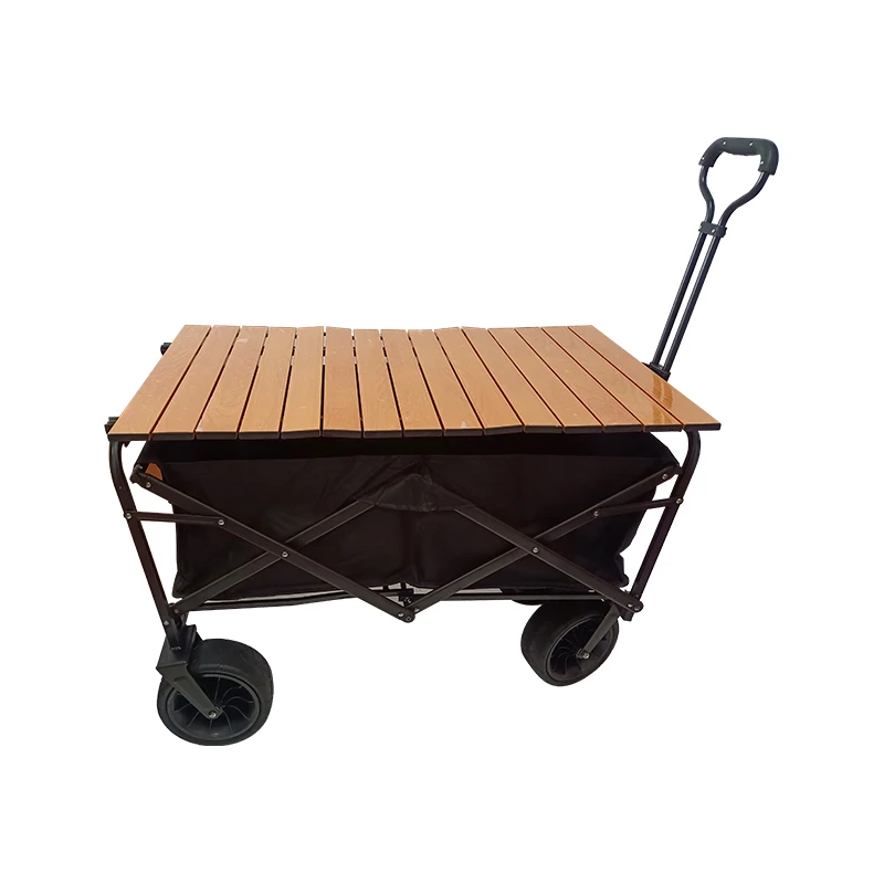 Outdoor Camping Picnic Cart Beach Picnic foldable Camping Wagon Black Adjustable Heavy Duty Collapsible Folding Utility Car Wago