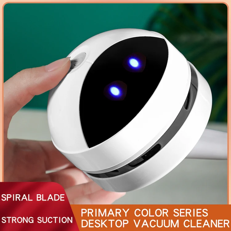 USB rechargeable Cute Robot Shape Portable Cartoon Mini Desktop Vacuum Cleaner Crumb Dust Sweeper