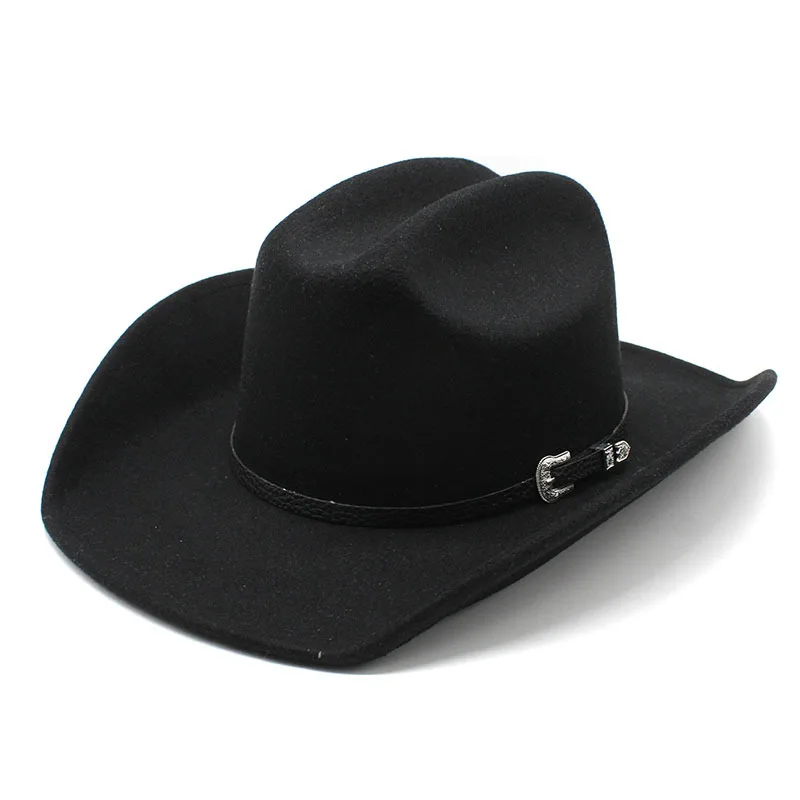 HZM-24071 Wholesale cowboy Black White Western Fashion Big Wide Brim sombrero suede Bulk Fedora Felt cowgirl Hat