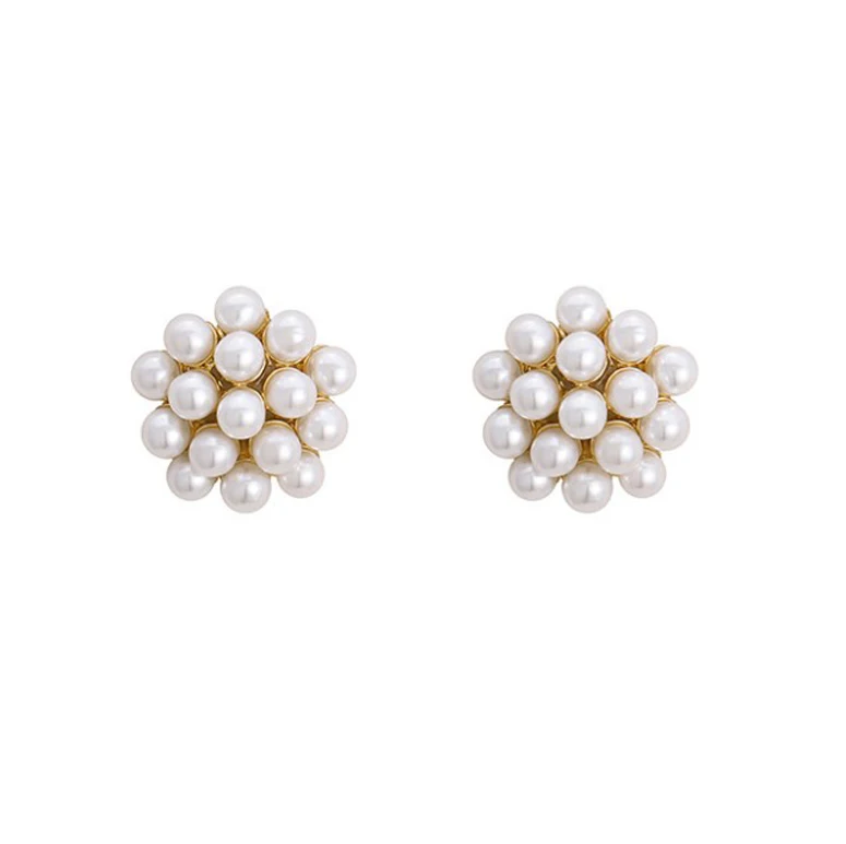 unique jewellery silver statement earring pearl flower 925 sterling silver pearl cluster flower earrings