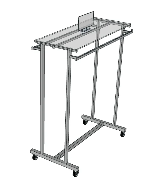 Customized metal stainless steel glass double pole clothing shelves