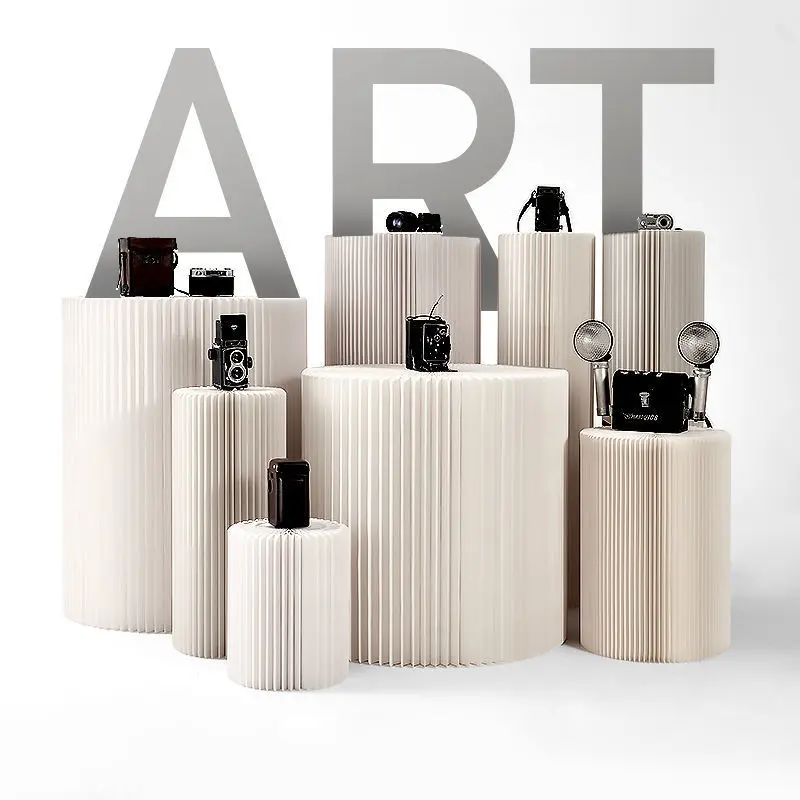 Индивидуальный складной бумажный цилиндр для торгового центра и магазина, складной десерт, свадебное украшение, бумажные витрины